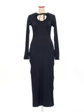 Back ribbon dress Black