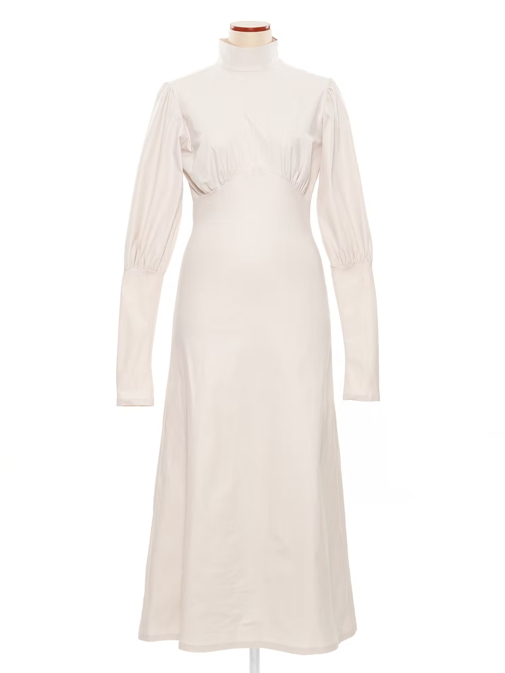 High neck dress beige