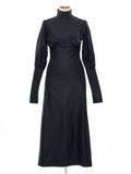 High neck dress black