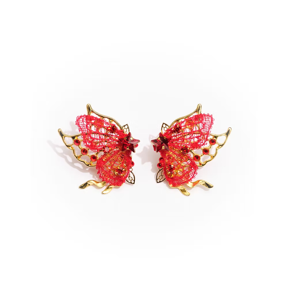 Butterfly earrings Red