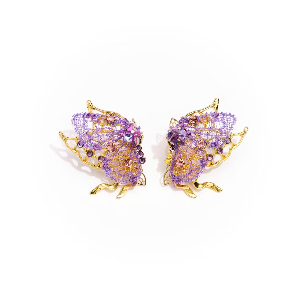 Butterfly earrings Purple